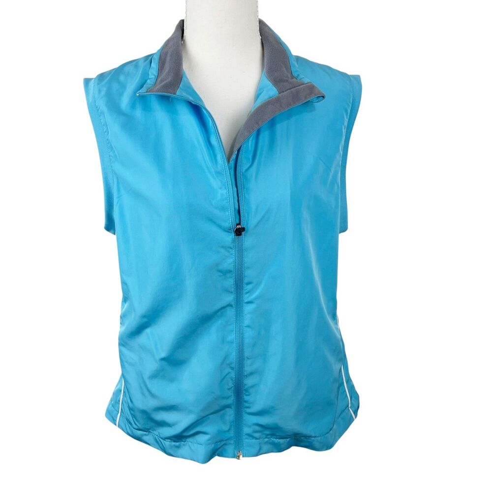 Page & Tuttle Golf Vest Women Large Blue Zip Up Windbreaker Active